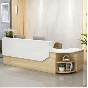Simple L-shape Wood Reception Desk - Maoters