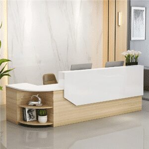Simple L-shape Wood Reception Desk - Maoters