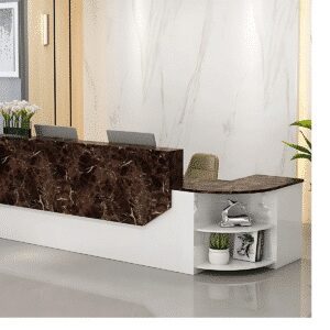 Simple L-shape Wood Reception Desk - Maoters