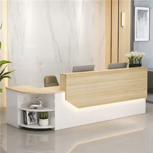 Simple L-shape Wood Reception Desk - Maoters