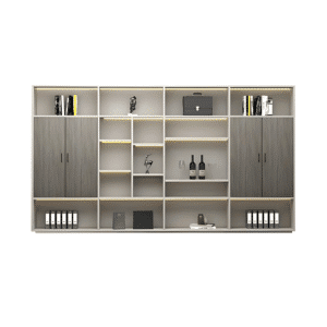 Elegant Modern Office Desk Executive Desk - Maoters - L126" x W16" x H79"Bookcase