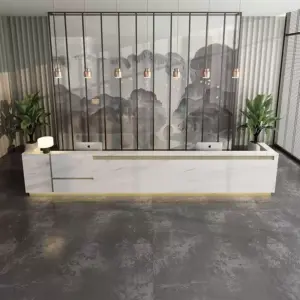 Imitation Marble Pattern Front Desk - Elegant Service Desk - L126" X W24" X H41"
