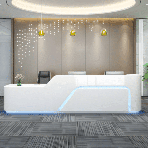 Lacquered Curved Company Reception Desk - L102" x W24" x H39", Left