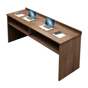 Minimalist Rectangular Wooden Reception Desk - L55" x W20" x H30", Light wood grain