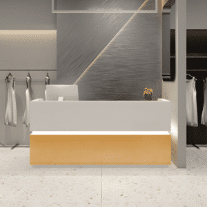 Simple Modern Barber Shop Counter - Maoters - L118"xW24"xH39", White + Gold