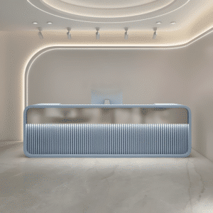 Simple Modern Hotel Company Front Desk - L79"xW24"xH39", Blue + Silver