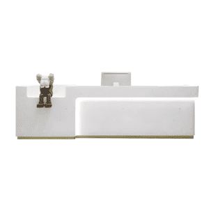 Simple Modern Stainless Steel Reception Desk - Maoters - L102"xW24"xH39", Terrazzo White