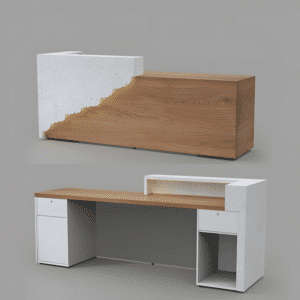 Solid Wood Corporate Office Reception Desk - L94" x W26" x H39"