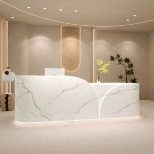 Maoters Retail Reception Desk - Stylish & Functional - L118" x W24" x H39", Jazz white
