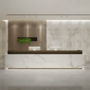 New Chinese Style Reception Desk - L71" x W24" x H39", Coffee + Fish belly white