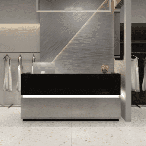 Simple Modern Barber Shop Counter - Maoters - L87"xW24"xH39", Black + Silver