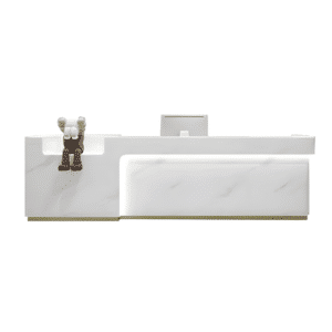 Simple Modern Stainless Steel Reception Desk - Maoters - L110"xW24"xH39", Jazz white