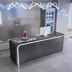 Modern Design Reception Desk - Maoters - L71" x W24" x H39", Black (stainless steel) + White
