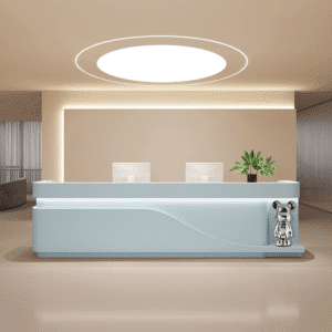 Elegant Reception Desks - Maoters - L142"xW24"xH39", Ash blue