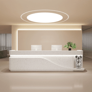 Elegant Reception Desks - Maoters - L110"xW24"xH39", Terrazzo White