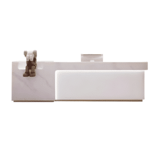 Simple Modern Stainless Steel Reception Desk - Maoters - L63"xW24"xH39", Jazz White + White