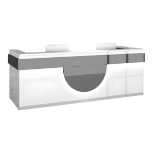 Modern Reception Desk - Light Wood Grain Finish - L102" x W24" x H39", White + Black