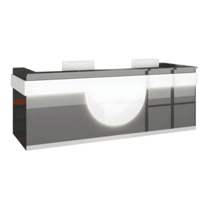 Modern Reception Desk - Light Wood Grain Finish - L110" x W24" x H39", Black + White