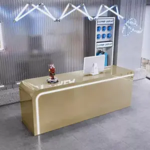Modern Design Reception Desk - Maoters - L102" x W24" x H39", Gold (Stainless steel) + White