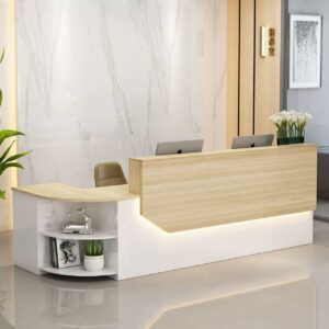 Simple L-shape Wood Reception Desk - Maoters