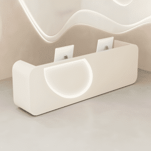Cashier Desk Front Desk - L126" x W24" x H39", Milky white