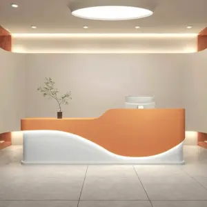 Fashion Service Reception Desk - Maoters - L118" x W24" x H39", Orange + White