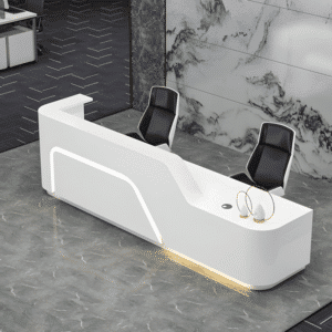Lacquered Curved Company Reception Desk - L134" x W24" x H39", Right