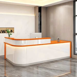 Laminate Reception Desk with Filing Cabinet - L63" x W24" x H39", Orange