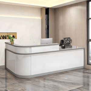 Laminate Reception Desk with Filing Cabinet - L126" x W24" x H39", Grey