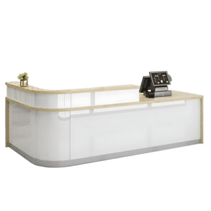 Laminate Reception Desk with Filing Cabinet - L71" x W24" x H39", Wood Grain