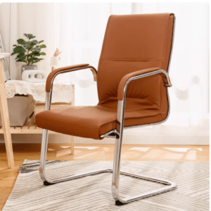 Bowed Leather Office Chair - Khaki