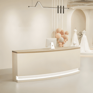 Modern Light Reception Desk - L94" x W24" x H39", Beige