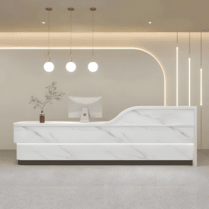 Modern Minimalist Hotel Front Desk - Maoters - L102" x W24" x H39", White