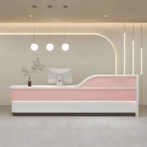 Modern Minimalist Hotel Front Desk - Maoters - L94" x W24" x H39", Pink + White