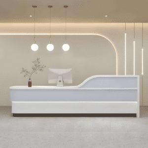 Modern Minimalist Hotel Front Desk - Maoters - L71" x W24" x H39", Light blue + White