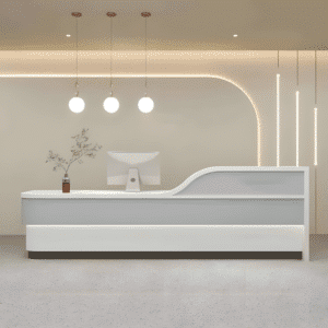 Modern Minimalist Hotel Front Desk - Maoters - L102" x W24" x H39", Gray + White