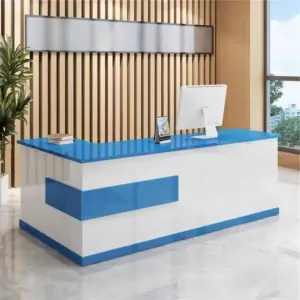 Modern Minimalist Reception Desk - White & Maple