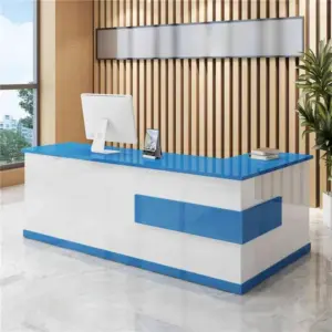 Modern Minimalist Reception Desk - White & Maple