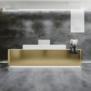 Modern Stainless Steel Front Desk - Sleek & Sturdy