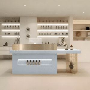 Modern Stylish Reception Cashier Counter - L94" x W24" x H39", Shadow blue