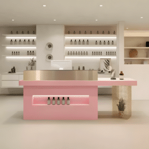 Modern Stylish Reception Cashier Counter - L87" x W24" x H39", Pink