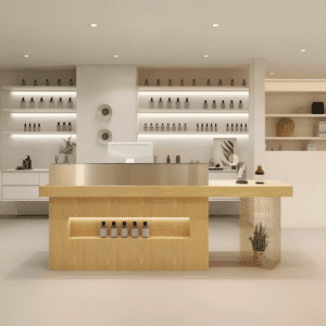Modern Stylish Reception Cashier Counter - L110" x W24" x H39", Natural