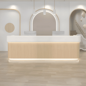 Modern Simple Wood Grain Reception Desk - Maoters - L134" X W24" X H41"