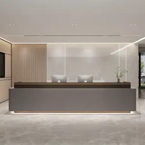 New Chinese Style Reception Desk - L134" x W24" x H39", Coffee + Gray