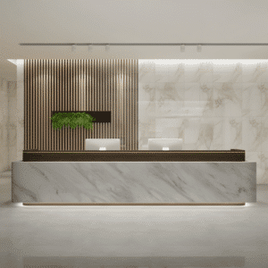 New Chinese Style Reception Desk - L55" x W24" x H39", Coffee + Jazz gray