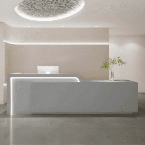 Simple Corporate Reception Desk - Maoters - L142"xW24"xH39", Gray