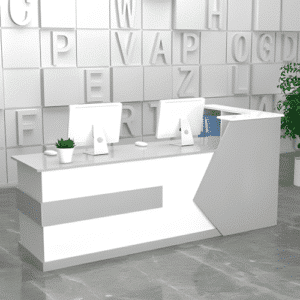 Simple Modern Cashier Counter Table - Maoters - L126" x W24" x H39", White + Gray