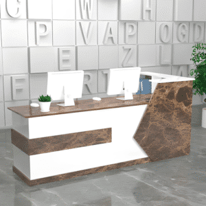 Simple Modern Cashier Counter Table - Maoters - L94" x W24" x H39", White + Maple