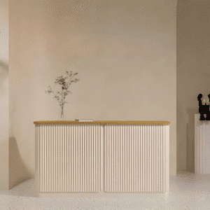 Simple Modern Store Small Lacquered Reception Desk - L 39" x W 20" x H 39", Beige