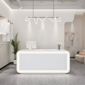 Simple Modern Bar Front Desk - L102"xW24"xH39", White + White